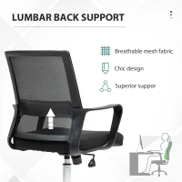 Vinsetto Home Office Chair and Computer Desk Set, Mesh Chair with Swivel Wheels, Study Desk with Storage Shelf, Rustic Brown and Black(m-6)