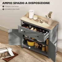HOMCOM Credenza Cucina con Cassetto e Armadietto con Ripiano Regolabile, in Legno, 78.5x35x80 cm, Multicolore(m-4)