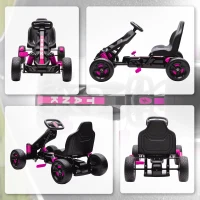 AIYAPLAY Pedal Go Kart for Kids Aged 3-6 Years, with Freewheel System, Brake, EVA Anti-Slip Wheels, Pink(m-9)