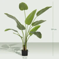 HOMCOM Dekorative Künstliche Pflanze 109 cm Künstliche Bananenpflanze mit Topf und Blättern für Innenbereich Grün(m-3)