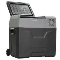 HOMCOM Frigider Auto de 50L cu Panou Touch, Mâner și 2 Roți, 58.6x37.8x54.5 cm, Gri(m-11)