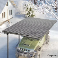 Outsunny Set of 12 Corrugated Steel Roof Sheet Panels - Light Grey(m-7)