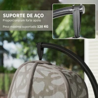 Outsunny Cadeirão Suspenso com Suporte de Aço Cadeira Suspensa com Cesto Dobrável e Almofadas para Interior e Exterior 126x96x172cm Cor Areia(m-7)