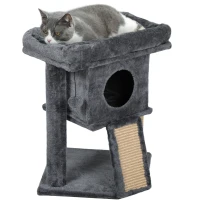 PawHut Arbre à Chat avec Tapis à griffer en Jute, Plateforme de Repos, Balle de Jeu, Maison pour Chat, Beige, 40 x 40 x 57 cm(m-6)