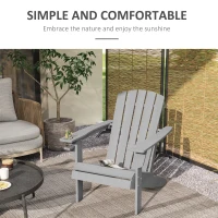Outsunny krzesło ogrodowe Adirondack z uchwytem na kubek fotel ogrodowy mebel ogrodowy krzesło balkonowe kolor szary tworzywo sztuczne 75 x 87 x 90 cm(m-4)