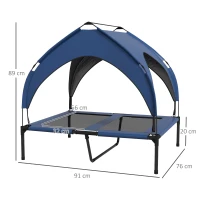 PawHut Cooling Raised Pet Bed w/ Washable Breathable Mesh, for Medium, Large Dogs, 91 x 76 x 89cm - Dark Blue(m-3)