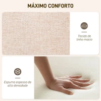 HOMCOM Poltrona com Apoio para Pés Poltrona de Leitura com Capitonê Pés de Madeira e Revestimento em Linho 70x72x94 cm Bege(m-5)