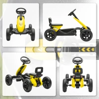AIYAPLAY Pedal Go Kart for Kids 2-5 Years, with Silent EVA Wheels, Metal Frame, Yellow(m-7)