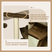 PawHut Kratzbaum klein Katzenkratzbaum Spielbaum Kratzstamm für Katzen mit Spielball Braun L40 x B30 x H43 cm(m-5)