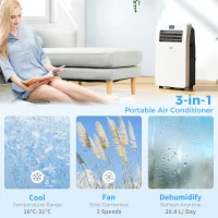 HOMCOM 12,000 BTU Three Mode Portable Air Conditioner - White(m-4)
