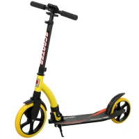 HOMCOM Foldable Kick Scooter with Double Shock Absorption and Big Wheels, Height Adjustable Aluminium Frame Big Wheel Scooter for 14+ Teens Adult - Yellow(m-10)
