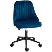 Vinsetto Bürostuhl Drehstuhl Schreibtischstuhl Ergonomisches Liniendesign höhenverstellbar 360° drehbar Schaumstoff Samtartiges Polyester Blau 50 x 58 x 77-87 cm(m-1)
