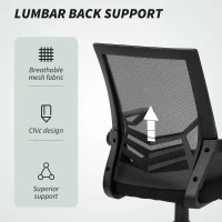 Vinsetto Mesh Office Chair, Computer Desk Chair with Flip-up Armrests, Lumbar Back Support and Swivel Wheels, Black(m-6)