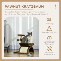 PawHut Kratzbaum klein Katzenkratzbaum Spielbaum Kratzstamm für Katzen mit Spielball Braun L40 x B30 x H43 cm(m-4)