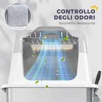 PawHut Lettiera per Gatti Chiusa a 2 Ingressi con Deodorante e Paletta, 60.4x40.4x41.8 cm, Bianco e Grigio(m-8)