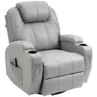 HOMCOM Fauteuil de Massage et Inclinable avec Repose-Pieds et Télécommande, en PU, 89x99x106 cm, Gris(m-5)