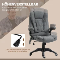 Vinsetto Bürostuhl  Massagesessel mit Wärmefunktion, Ergonomischer Chefsessel, Höhenverstellbarer Drehstuhl, Gamingstuhl mit Massage, Dunkelgrau, 68 x 72 x 110–120 cm(m-5)