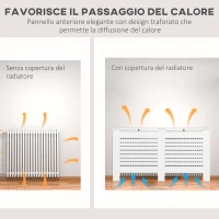 HOMCOM Copritermosifoni a Doghe con Ripiano Portaoggetti, in Legno, 152x19x81 cm, Bianco(m-4)