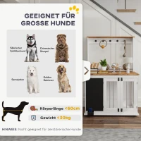 PawHut Hundebox mit Aufbewahrungsregal für Spielzeug, Haken für Leinen, Schreibtafel, Radiergummi, für große Hunde, Weiß(m-9)