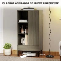 HOMCOM Aparador para Salón Moderno con Puerta Cajón Estante Ajustable y 3 Compartimentos Abiertos 60x34x121 cm Natural(m-7)