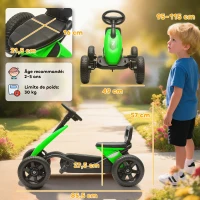 AIYAPLAY Kart a pedales para niños, karting para niños de 2 a 5 años con ruedas EVA silenciosas, avance y retroceso, verde(m-3)
