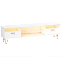 HOMCOM Meuble TV avec LED RGB de 16 couleurs meuble télé pour téléviseur jusqu'à 42 à 120 pouces, 160x35x42cm, blanc(m-12)