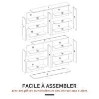 HOMCOM Rangements pour CD et DVD avec 16 compartiments et 12 étagères réglables, capacité max. 720 CD/396 DVD et Blu-ray, blanc(m-7)