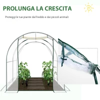 Outsunny Serra Tunnel da giardino, Serra da Balcone per Piante e Orto con Copertura in PVC, Porta Avvolgibile e Telaio in Acciaio, 2x2.5x2m(m-6)