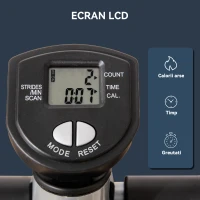 HOMCOM Stepper cu Monitor LCD, Mânere Reglabile și Benzi Elastice, Negru și Argintiu(m-5)