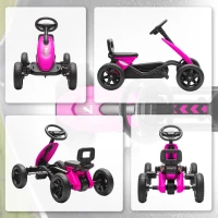 AIYAPLAY Pedal Go Kart for Kids 2-5 Years, with Silent EVA Wheels, Metal Frame, Pink(m-7)