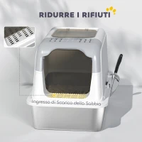 PawHut Lettiera per Gatti Chiusa a 2 Ingressi con Deodorante e Paletta, 60.4x40.4x41.8 cm, Bianco e Grigio(m-6)