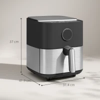 HOMCOM Friggitrice ad Aria da 8L, Air Fryer 1700W con 8 Programmi e Circolazione Aria Calda a 360°, Display LED, Nero(m-3)
