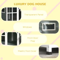 PawHut Cuccia per Cani Taglia Media da Esterno con Tetto Apribile in Legno, 101x66.5x70.5 cm, Grigio(m-8)