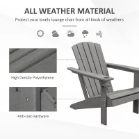 Outsunny krzesło ogrodowe Adirondack z uchwytem na kubek fotel ogrodowy mebel ogrodowy krzesło balkonowe kolor szary tworzywo sztuczne 75 x 87 x 90 cm(m-6)