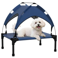 PawHut Hundebett mit Dach, Outdoor, tragbar, wasserabweisend, bis 30 kg, 61 x 46 x 63 cm, Dunkelblau(m-10)