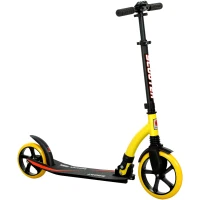 HOMCOM Foldable Kick Scooter with Double Shock Absorption and Big Wheels, Height Adjustable Aluminium Frame Big Wheel Scooter for 14+ Teens Adult - Yellow(m-11)