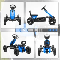 AIYAPLAY Pedal Go Kart for Kids 2-5 Years, with Silent EVA Wheels, Metal Frame, Blue(m-7)