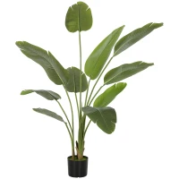 HOMCOM Pianta Artificiale Decorativa 109 cm Banano Artificiale con Vaso e Foglie per Interno Verde(m-5)