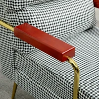 HOMCOM Sessel im Retrodesign, Akzentsessel, Hahnentrittmuster, Holzemelente, Federkern, Schwarz + Weiß(m-9)