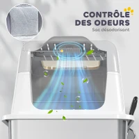 PawHut Maison de toilette pour chat bac à litière fermé bac acier inoxydable, nettoyage facile, 60,4 x 40,4 x 41,8 cm, blanc(m-8)