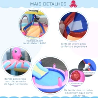 Outsunny Castelo Insuflável com Escorrega Trampolim e Piscina para Crianças acima de 3 Anos Inclui Insuflador e Bolsa de Transporte para Interior e Exterior 360x175x180cm Multicor(m-7)