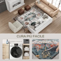 HOMCOM Tappeto Vintage Antiscivolo e Lavabile a Pelo Corto per Soggiorno e Camera, 230x160 cm, Multicolore(m-5)