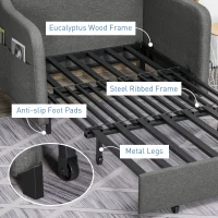 HOMCOM Two-Seater Pull-Out Sofa Bed - Grey(m-7)