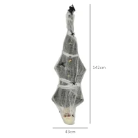 HOMCOM 4.7ft Life Size Outdoor Halloween Decoration Hanging Mummy with Spider Web, Animated Prop Decor with Sound and Motion Activated, Light Up Eyes, Howling Sound, Posable Arms, Moving Body(m-3)
