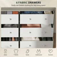 HOMCOM Chest of Drawers, Dresser with 6 Fabric Drawers - White and Grey(m-4)