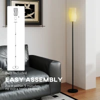 HOMCOM Floor Lamp for Living Room, 3D Printed Modern Standing Lamp with Flowing Curved Shade, 3 Colour Temperature & Foot Switch, Minimalist Tall Pole Lampshade for Bedroom, Office, White(m-7)