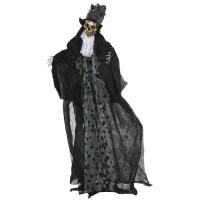 Outsunny 189cm Life Size Outdoor Halloween Decorations Ghost Bridegroom, Animated Prop Animatronic Decor with Sound and Motion Activated, Light Up Eyes, Howling Sound(m-11)