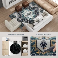 HOMCOM Tappeto Boho Antiscivolo e Lavabile a Pelo Corto per Soggiorno e Camera, 230x160 cm, Multicolore(m-5)