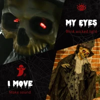 Outsunny 189cm Life Size Outdoor Halloween Decorations Ghost Bridegroom, Animated Prop Animatronic Decor with Sound and Motion Activated, Light Up Eyes, Howling Sound(m-5)