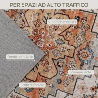 HOMCOM Tappeto Bohemien Antiscivolo e Lavabile a Pelo Corto per Soggiorno e Camera, 230x160 cm, Marrone(m-4)